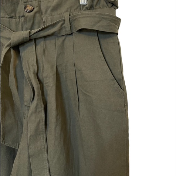 NWT 7 FOR ALL MAN KIND ARMY GREEN PAPERBAG WAIST PANTS SIZE XL. 100% Cotton - Picture 4 of 8
